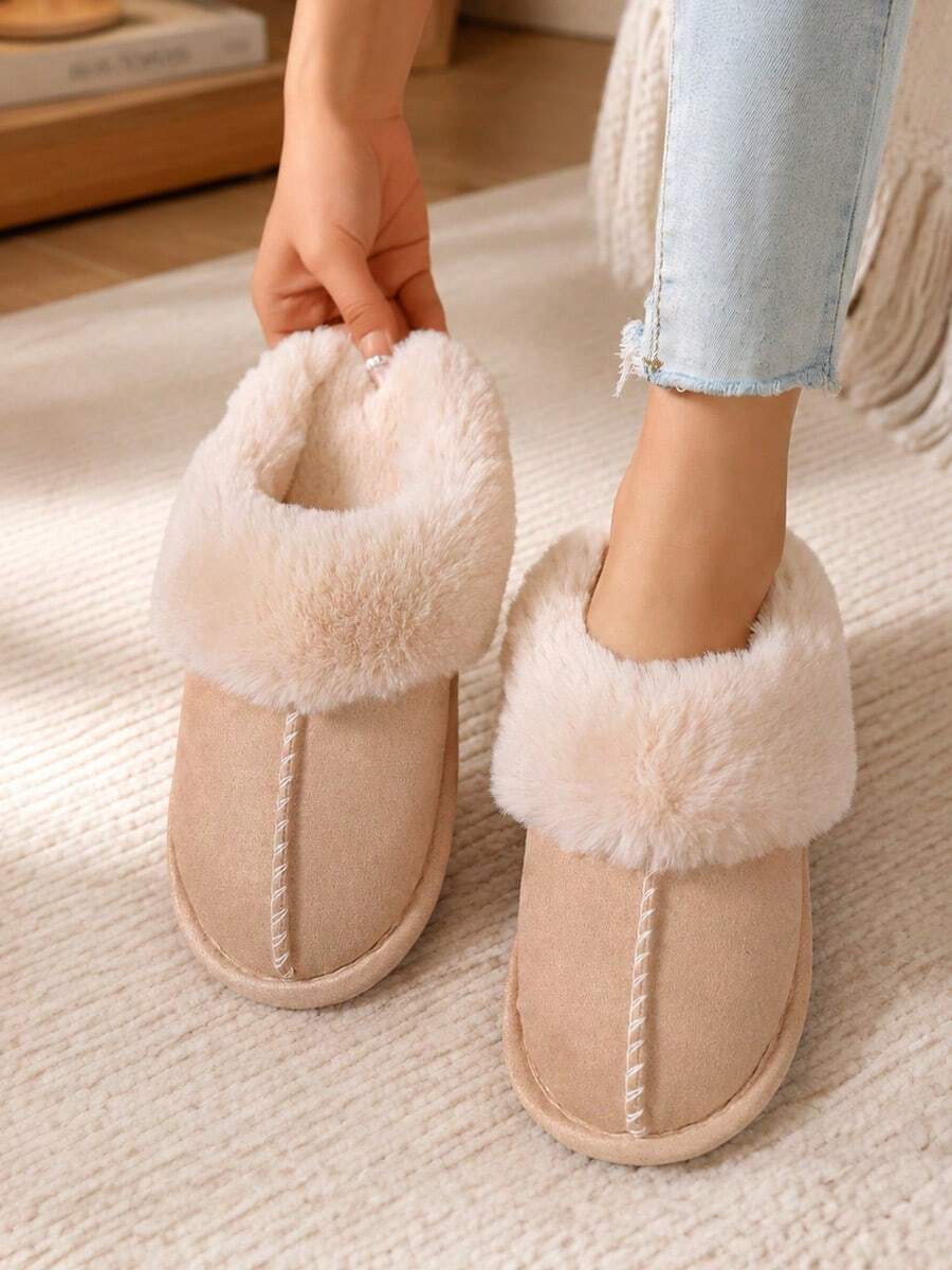 New Thick Plush Home Slippers, Unisex, Warm Fashionable Comfortable, Non-Slip Closed Toe Indoor Slippers
