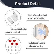 Magnetic Door Catches, L Shape Ultra Thin Cupboard Magnets Adhesive Cabinet Magnets Door Latch For Kitchen Wardrobe Drawer Sliding Door Closure(6/8/14 Pcs) - Door Catches, L Shape - View 7
