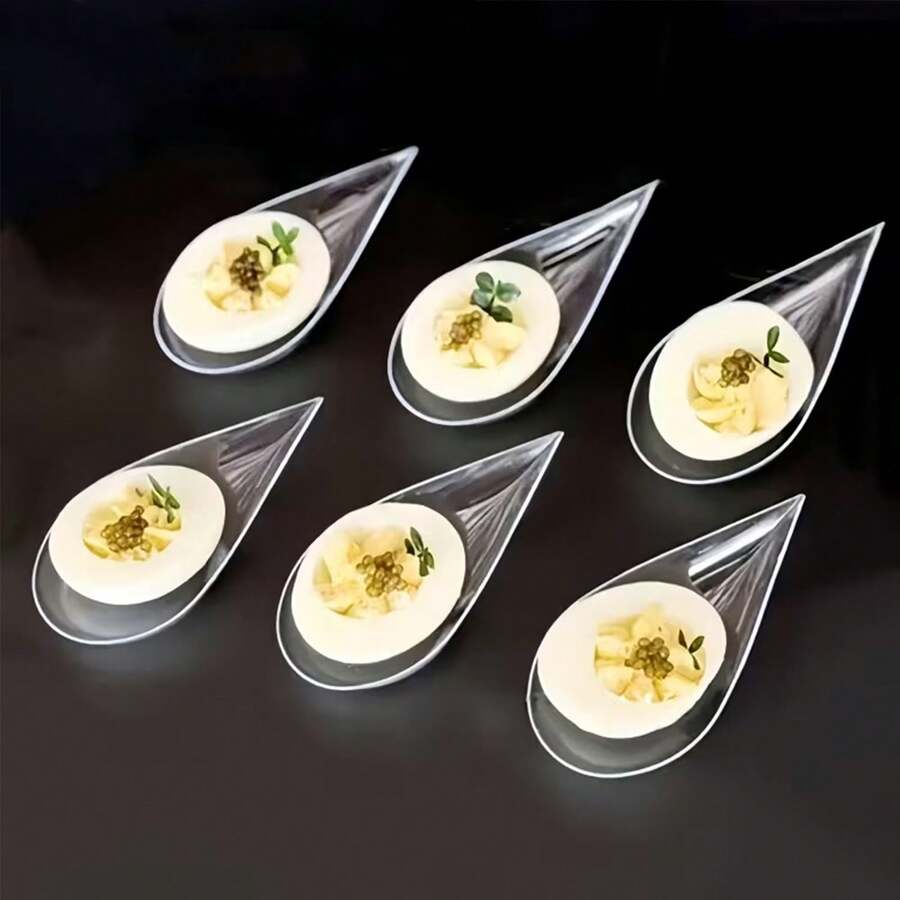 Sendok Dessert Berbentuk Perahu Transparan, Cocok untuk Makanan Pembuka, Mousse, Puding, Sashimi, Piring Sajian Dingin untuk Pesta Pernikahan, Wadah Camilan Kreatif untuk Bar Perjamuan di Rumah, Peralatan Makan Dekoratif Mewah Minimalis - Clear - View 1