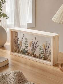 1PC Wooden 3D Suspended Display Frame With Two Transparent Acrylic Panels; Suitable For Displaying Plants, Flowers, Dried Flowers, Photos, Handicrafts, And Home Decor Souvenirs. - Multicolor - View 5