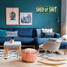 男士洞穴裝飾金屬鐵製標誌 16X4 英吋「THE SHED OF」趣味街道標誌，獨特牆面裝飾，適用於居家酒吧餐廳 - 多色 - 查看 4