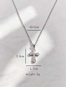 1 buah Kalung Liontin Salib Totem Rune Minimalis Klasik Stainless Steel Vintage, Unisex, Cocok untuk Pemakaian Sehari-hari, Liburan, Mewah, Sederhana dan Serbaguna - Perak - View 5