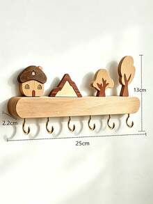 1pcsNordic‑Style Wooden Wall‑Mounted Hook Rack, Long Strip Rectangular Shape, Wall Hanging Storage Function, Entryway Key Holder, Wall Coat Hanger For Hallway Living Room Household Daily Organizing - Multicolor - View 17
