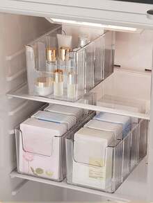Kotak Penyimpanan Kosmetik Transparan yang Dapat Ditumpuk, Laci Penyimpanan Kosmetik, Kotak Display Organizer Kamar Mandi, Kotak Penyimpanan Meja Transparan yang Dapat Ditumpuk, Dapat Menyimpan Lipstik, Perawatan Kulit, Kosmetik, Losion, Parfum, Cocok untuk Meja, Kamar Mandi, Kantor - MultiWarna - View 1