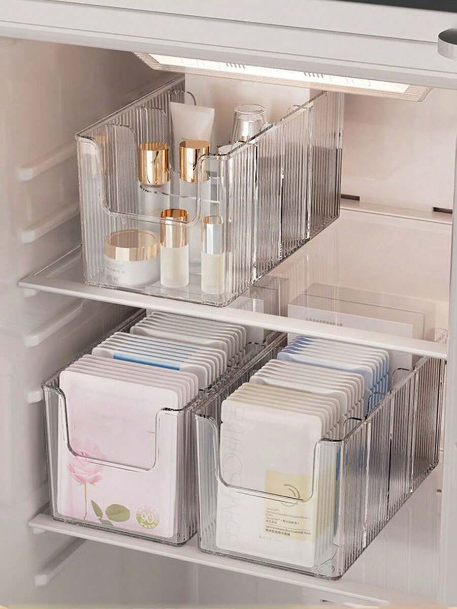 Kotak Penyimpanan Kosmetik Transparan yang Dapat Ditumpuk, Laci Penyimpanan Kosmetik, Kotak Display Organizer Kamar Mandi, Kotak Penyimpanan Meja Transparan yang Dapat Ditumpuk, Dapat Menyimpan Lipstik, Perawatan Kulit, Kosmetik, Losion, Parfum, Cocok untuk Meja, Kamar Mandi, Kantor - MultiWarna - View 1