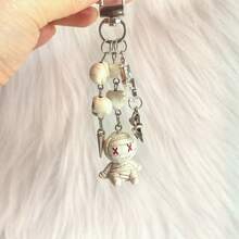 Beaded Skeleton Mummy Spider Bag Charm Keychain, Y2K Gothic Dark Style Backpack Pendant, Halloween Handbag Accessory - Multicolor - View 2