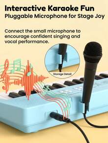 Children's Multi-Function Electronic Keyboard With Singing Microphone Toy, Multiple Modes For Beginners To Play, Educational Parent-Child Interactive Toy Gift For Boys And Girls Aged 3-12 (Batteries Not Included) - Multicolor - View 5