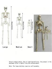 Multiple Sizes Foldable Hanging Skeleton Halloween Decorations, Posable Joint Plastic Skeleton Props For Haunted House Parties, Porches, Doors, Walls, Yards, Windows, Photo Booths & Seasonal Home Decor - Skull Series - View 3