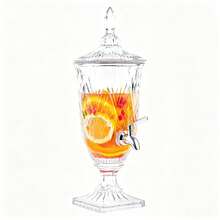 0.8 Gallon/ 3 Liter Glass Beverage Dispenser With Stainless Steel Spigot On Glass Pedestal, Decorative Mason Drink Dispenser For BBQ, Picnic, Pool Party, And Social Events - A - View 10