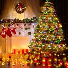 5m/50LED Christmas Glowing Colorful Tinsel Garland String Lights, Battery Powered Fairy Lights, Shiny Christmas Tree Hanging Decoration, Birthday Wedding Party Lighting, Halloween Christmas Atmosphere Decor (Battery Not Included) - Battery-operated Colorful String Lights - View 5