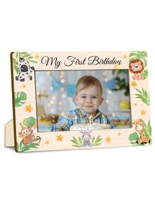 1pc Baby Wooden 1st Birthday Photo Frame, Family Memorial Photo Display Stand, 1st Birthday Gift, Suitable For Home And Office Desk Decor - Multicolor - View 11