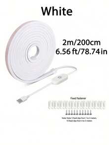 1pc USB Powered LED Neon Light Strip, Touch Dimmable Ultra-Thin Flexible Neon Rope Light, Soft Warm White/White Touch Switch Light, Suitable For Bedroom, Kitchen, Cabinet, Staircase Indoor Decoration - Neon - View 19
