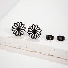 1 Pair Hollow Daisy Flower Stud Earrings Stainless Steel Floral Ear Jewelry Gift For Women Girls - GED708 - View 10
