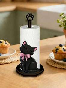 New Acrylic 2D Printed Art Animal Paper Towel Holder With Wooden Base And Rod, Modern Home Decor Paper Towel Rack Suitable For Holiday Decoration, Kitchen And Party - Multicolor - View 6