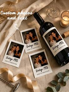 1-10pcs Custom Wine Bottle Labels, Personalized DIY Wine Bottle Stickers, Designed With Birthday Celebrant's Name And Birth Date. Stick On Red Wine Or Champagne Bottles To Create An Eye-Catching Visual Focal Point And Instantly Enhance Party Photo - Multicolor - View 1