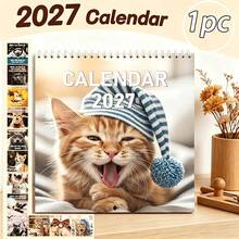 1 قطعة تقويم حائط مضحك لعام 2027 بتصميم ميم القطة، تقويم شهري بتصميم اقتباسات يومية فكاهية ومرحة للقطط الصغيرة، مناسب للبالغين وعشاق القطط كديكور منزلي وإكسسوار لتخطيط الوقت، هدية مثالية متعددة المناسبات لعيد الشكر والهالوين والكريسماس وجميع تجمعات العطلات - تقويم قطة ترتدي قبعة لعام 2027 - مشاهدة 9