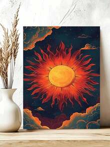 DIY Fiery Radiant Sun In Dark Sky (Frameless Or Framed 8x12 / 16x20 Inches) Paint By Numbers Kit (Acrylic) Arts & Crafts For Adult Beginners, Home Wall Decor, Unique Holiday Gifts And Creative Relaxation Art - Sets - View 4