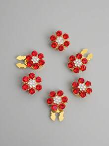 6Pcs Rhinestone Flower Button Covers For Women, Sparkling Decorative Button Clips For Shirts, Blouses & Dresses, Removable Clothing Accessories - Star - View 10