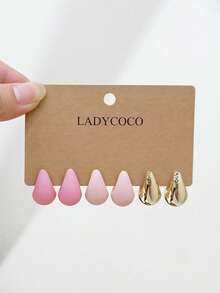 LADYCOCO 3對時尚可愛多色水滴耳環套組，ABS材質，適合女性日常配戴 - 彩色 - 查看 5