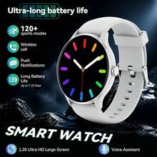 PEJE Unisex Smart Watch, 1.26 Inch Touch Screen, Bluetooth 5.4 Connection, Fitness Tracker, 123 Sports Modes, Phone Message Notification, Music Control, Compatible With Android And IOS - Z216-silver*1 - View 2