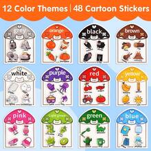 Montessori Busy Book Color Sorting Toy 3+, Educational Color Sorting Quiet Book, Parent-Child Interactive Number Cognition, Tear And Stick Book, Early Learning Color Cognition Book, Reusable Sticker Puzzle Toy For Toddlers - Multicolor - View 3