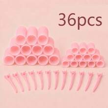 36pcs/Set Self‑Grip Rollers Kit With 24 Rollers And 12 Clips, Salon Quality Heatless Hair Curlers For DIY Hairstyling, Pink Hair Accessories, Holiday Essentials, Perfect Gifts For Women - Pink - View 14