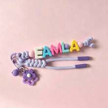 1pc Customized Woven Beaded Bag Charm, Flower & Letter Lanyard, Personalized Colorful Name Keychain, Holiday Gift For Mom/Girlfriend - Multicolor - View 5