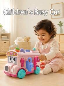 Toddler Bus Toy Interactive Activity Bus With Touch Function, Shape Matching And Animal Pop-Up Toy, Travel Toy, Sensory Toy, Children's Toy, Montessori Toy - Multicolor - View 6