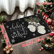 1/2/3pcs Christmas Theme Kitchen Rugs, Flannel Kitchen Rugs, Comfortable Soft Absorbent Non-Slip Machine Washable With Non-Slip Backing, Multi-Functional Home Floor Mats, Suitable For Entryway, Living Room, Bedroom, Kitchen, Dining Room, Bathroom, Laundry Room, Hallway, Patio, Holiday Christmas Decor Mats - Multicolor - View 15
