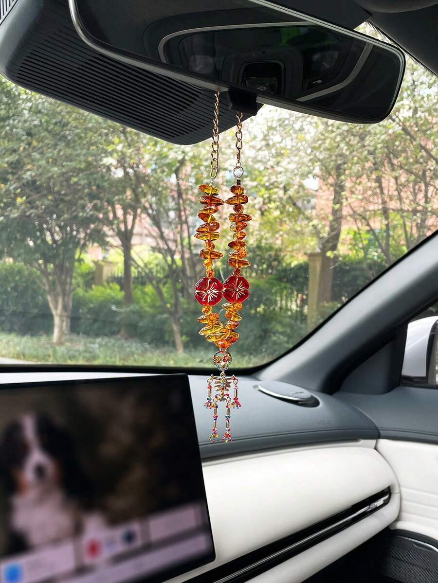 Creative Exaggerated Skeleton Car Hanging Ornament, Rearview Mirror Decorative Pendant, Car Interior Hanging Decoration, Car Decorative Accessory - A - View 1
