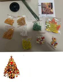 DIY Beaded Christmas Tree Kit, 3D Crystal Bead Pearl Christmas Tree Making Set, Colorful Beads, Metal Frame, Angel Topper, Warm Light Display, Holiday Desktop Tree Decoration, Christmas Tree - A - View 16