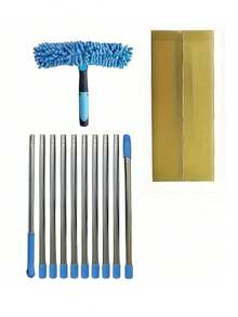 1 Set Sikat dan Alat Pembersih Jendela 2-in-1 dengan Tiang Baja Tahan Karat yang Dapat Diperpanjang, Sikat dan Alat Pembersih yang Dapat Digunakan Kembali, Cocok untuk Pembersihan Luar Ruangan, Kaca Jendela, dan Jendela, Termasuk Beberapa Komponen dan Kain Lembut yang Dapat Dicuci dengan Mesin - Sikat jendela 2-in-1 - View 11