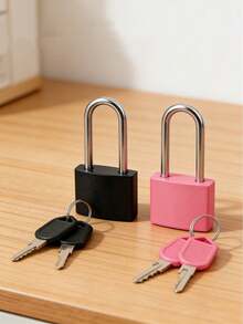 Metal Small Padlock With 2 Keys, Small Combination Lock, No Assembly Required, Waterproof, Luggage Lock With Keys, Small Luggage Padlock, Metal Key Padlock, Suitable For Luggage, Pencil Case, Backpack, Travel Accessories, School Locker, Sports Locker, Fence, Toolbox, Suitable For Graduation, Back To School, Teacher's Day Gift - Multicolor - View 2
