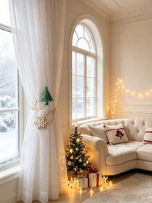 2pcs Christmas Alloy Curtain Tiebacks Reindeer Snowflake Christmas Tree Christmas Curtain Decorations Living Room Curtain Tie - Christmas Style - View 6