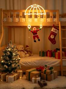 LED Parachute Santa Claus Hanging Christmas Lights With Remote Control, 8 Modes Christmas Decorative Lights, Suitable For Bedroom, Living Room, Yard, Porch, Trees, Indoor And Outdoor Holiday Party Decoration - One Size Fits All - View 3