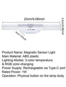 1pc Dual-Head LED Motion Sensor Wall Light, USB Rechargeable Magnetic Decorative Light, Adjustable Up/Down Light Output, 360° Rotating Magnetic Corner Light, Suitable For Staircase, Entryway, Hallway, Bedroom, Bedside, Wardrobe, Closet, Living Room Home Decor - Multicolor - View 6