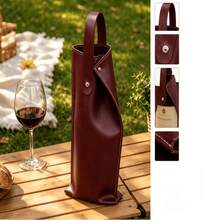 1pc Red Wine Gift Bag PU Handheld Wine Bottle Carrier Portable Fashion Wine Bottle Protection Bag - Wine Gift Bag - View 2