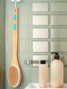 1pc Long Handle Bath Brush, Double-Sided Bath Brush, Soft And Hard Bristle Brush Head, Daily Bathing Exfoliating Body Brush - Multicolor - View 6