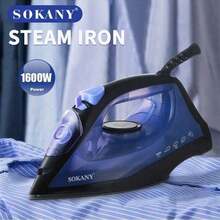 Setrika Listrik SOKANY 11004, Setrika Uap Bertenaga Tinggi 1600W, Penghilang Kerutan Pakaian, Pemanasan Cepat, Kontrol Suhu 5 Tingkat, Dapat Diganti dengan Bebas, Tangki Air Kapasitas Besar 190ml, Cocok untuk Penggunaan di Rumah dan Bisnis - Hitam - View 1
