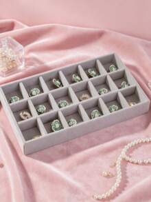 10pcs/1pc Jewelry Tray, Jewelry Storage Tray, Jewelry Display Tray, Stackable Drawer Jewelry Storage Box, Multi-Functional Jewelry And Accessories Display And Storage Box, Velvet Jewelry Tray, Mesh Jewelry Tray, Jewelry Box, Jewelry Storage Box, Drawer Storage Box, Suitable For Earrings, Necklaces, Bracelets, Rings And Other Jewelry Of Various Sizes, Jewelry Storage Box. - Grey - View 3