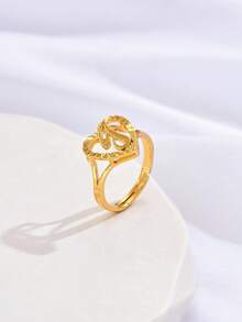 1pc Vintage Creative 26 Letter Ring Women Ins European American Cross-Border New Style Letter Open Adjustable Size Couple Ring Luxury Style - Silver - View 4