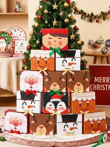 62/56pcs Exquisite Christmas Cartoon Theme Gift Box Set, Holiday Gift Party Atmosphere Gift Box, With Ribbon Christmas Gift Box, Christmas Gift Packaging Box, Including Santa Claus, Snowman, Reindeer, Gingerbread Man, Elk And Other Patterns, Exquisite Design, Suitable For Christmas Party, Christmas Decoration - Multicolor - View 10