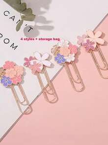 1/4Pcs Flower Shaped Paper Clips, Bridesmaid Wear, Metal Flower Bookmarks, Decorative Notebook Clips, Multi-Functional, Suitable For Page Marking, Envelope Sealing, Receipt Organizing, Wedding Invitation Decoration, School, Office, Birthday Gift, Halloween Gift, Thanksgiving Gift, Christmas Gift - Multicolor - View 8