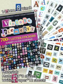 DanSoul 20 Sheets Large Vintage Aesthetic Letter Decorative Stickers Book, Pre-Cut Matte PET Creative Scrapbooking Material For Adults, Suitable For Planner Stationery Office DIY Collage - Planner Stickers - View 3