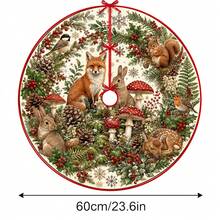 1件裝動物蘑菇圖案聖誕樹裙，優雅配色節日裝飾，5種尺寸，中性節日禮物，適用於居家與派對聖誕裝飾 - 動物蘑菇 - 查看 15