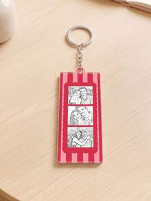 1pc Custom Photo Keychain For Couples, Personalized Strip Style Key Ring, Romantic Couple Memory Keepsake Gift For Boyfriend Girlfriend - Multicolor - View 9
