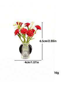 Mini Vase Car Air Vent Clip, Artificial Carnation Aroma Diffuser, Cute Car Interior Decor & Car Fragrance - A - View 5