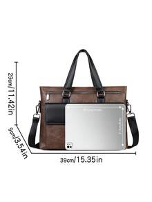 saroxi 1pc Men's Briefcase Crossbody Bag, Handheld Classic Large Capacity Laptop Bag With Compartments For Documents And Office Supplies, Business Commute, Suitable For Work, Minimalist Style, Gift For Men - Multicolor - View 12