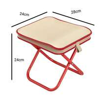 1PC Portable Folding Camping Chair, Multi‑Function Mini Stool For Outdoor Fishing With Pen Pouch - Red - View 6