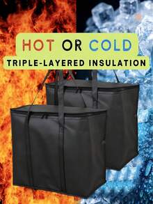 Extra Large Insulated Bag: Keeps Food/Beverages Warm/Cold For Hours - Reusable Shopping Tote, Soft Cooler Bag, Zipper Closure - Multicolor - View 3